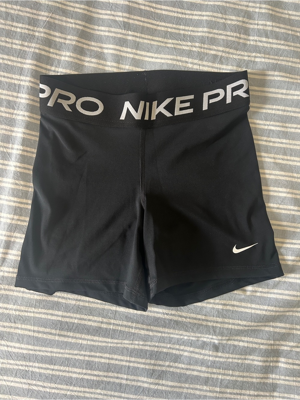 Nike Black Compression Training Shorts with White Swoosh